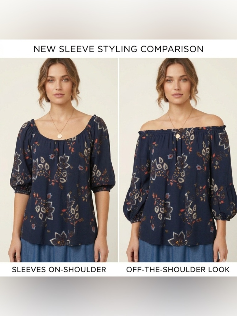 Daniel Rainn Navy Blue Floral Blouse